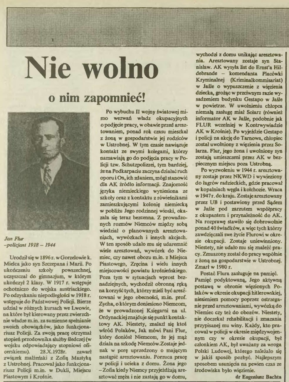 Artykuł z "Kuriera Podkarpackiego" 1993 nr 22 s. 12